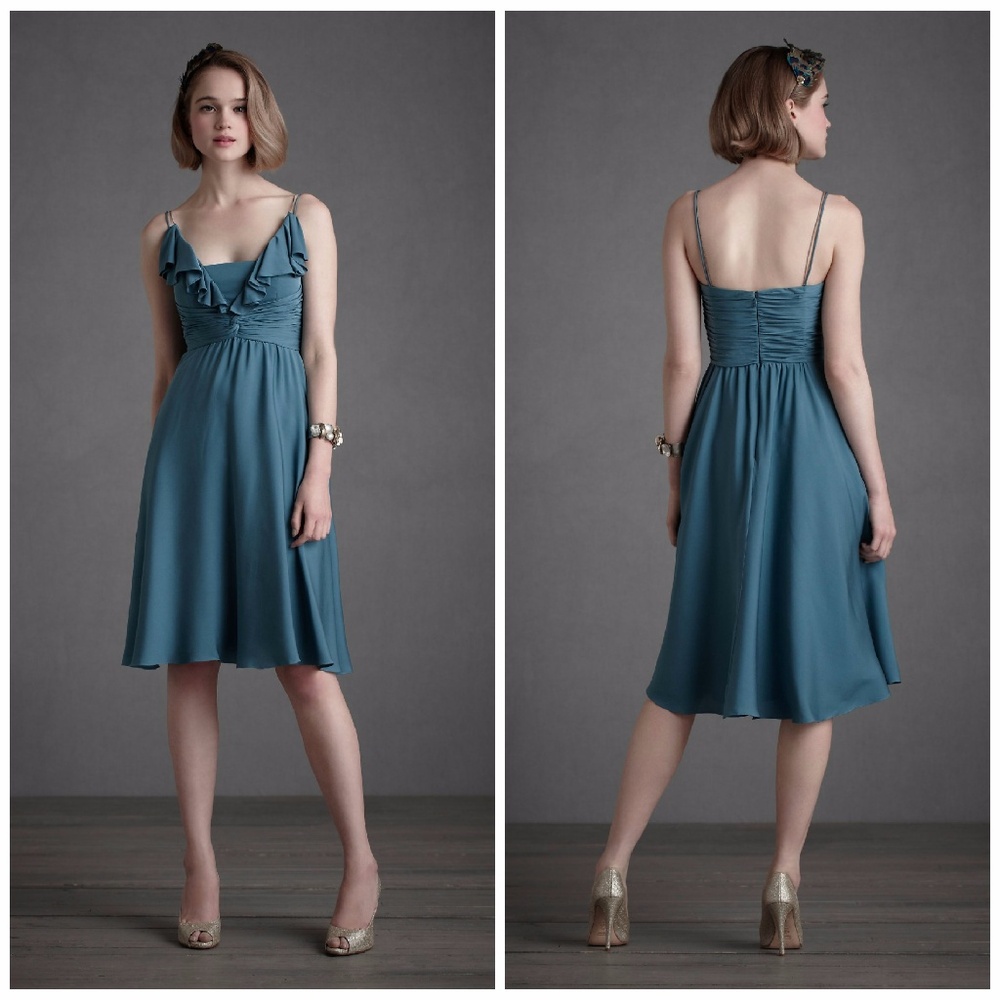 Anthropologie Blue Ruffle Dress